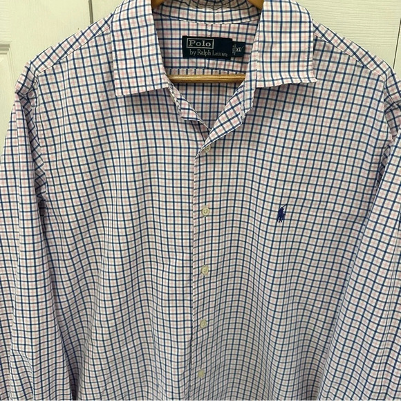 Polo by Ralph Lauren Men’s Button Down White Blue Pink Checkered Shirt XL - Picture 8 of 12